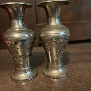 Elegant Silver Vases with Floral Design